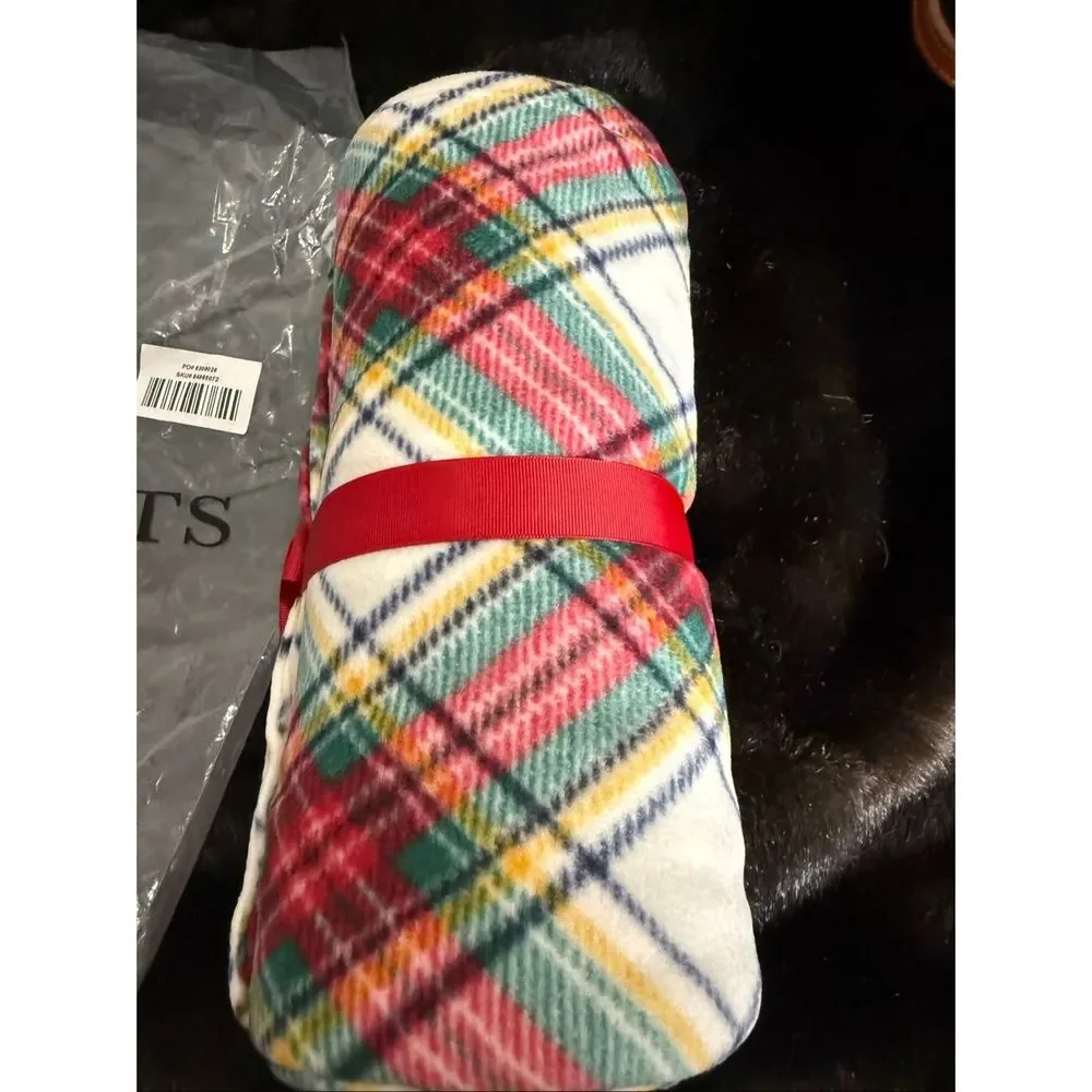 New  Talbots tartan fleece blanket in original wrapping. Beautiful holiday gift